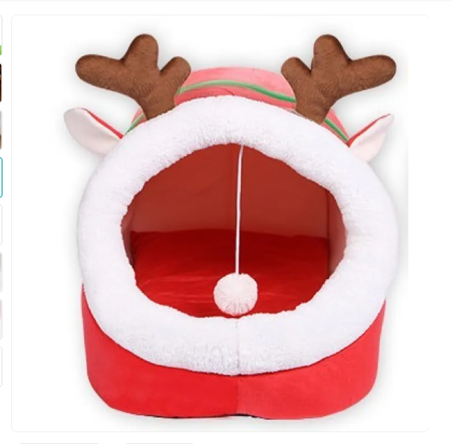 Warm kitten design cat cave bed, providing a secure and comfortable spot for your pet.