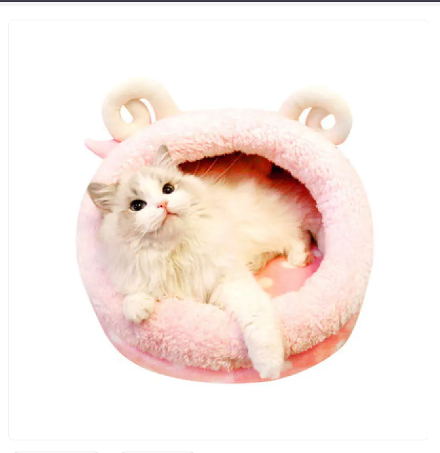 Cat accessories: a cozy plush cat bed with an appealing kitten design for stylish relaxation.