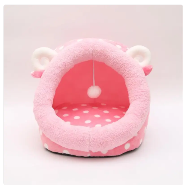 Stylish pet house: kitten design cat cave made from plush fabric, a cozy addition to any home.