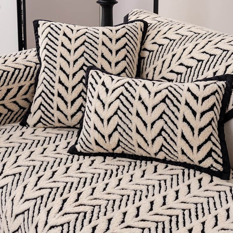 Stylish home decor addition: a plush sofa cover with an anti-slip wheat-ear design, great for families