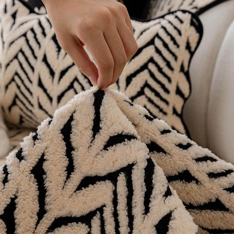 Functional and fashionable plush couch protector with an anti-slip wheat-ear pattern for secure fitting