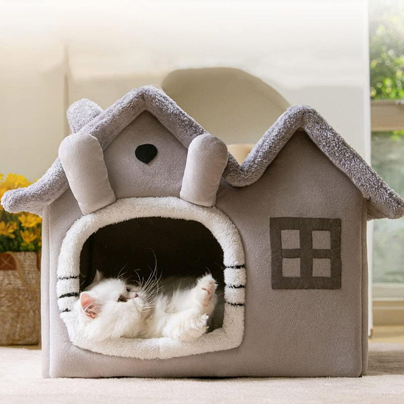 Washable plush tent dog bed, comfortable and cozy pet house for small pets