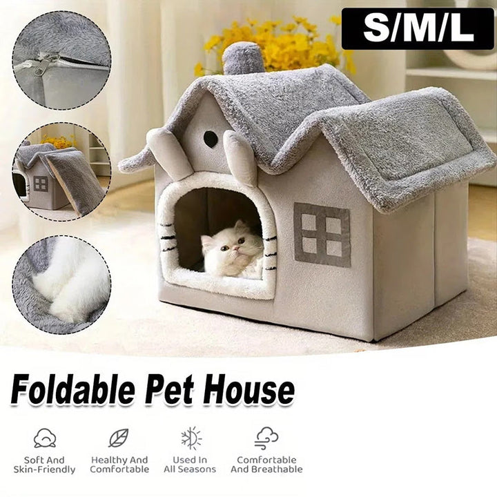 Small pet furniture: a cozy plush tent bed perfect for cats and small dogs