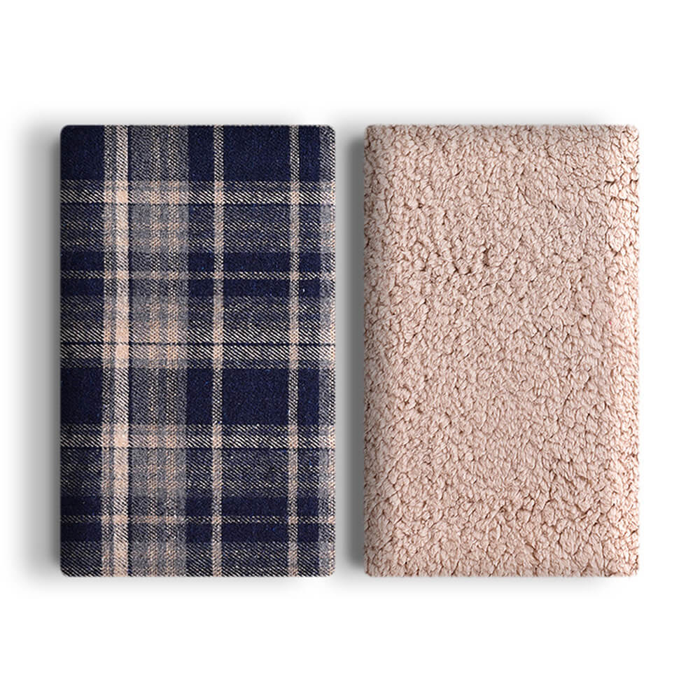 Versatile sherpa fleece pet blanket, stylish plaid design for home or travel.