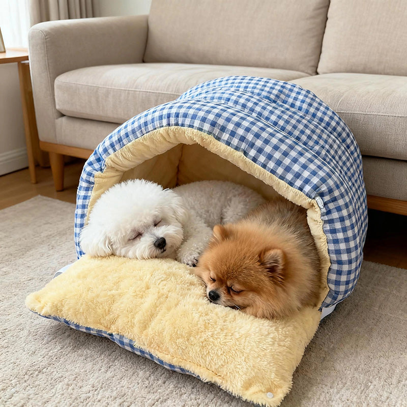 Warm grey pet bed, washable and cozy for winter, suitable for cats and small dogs, plush material