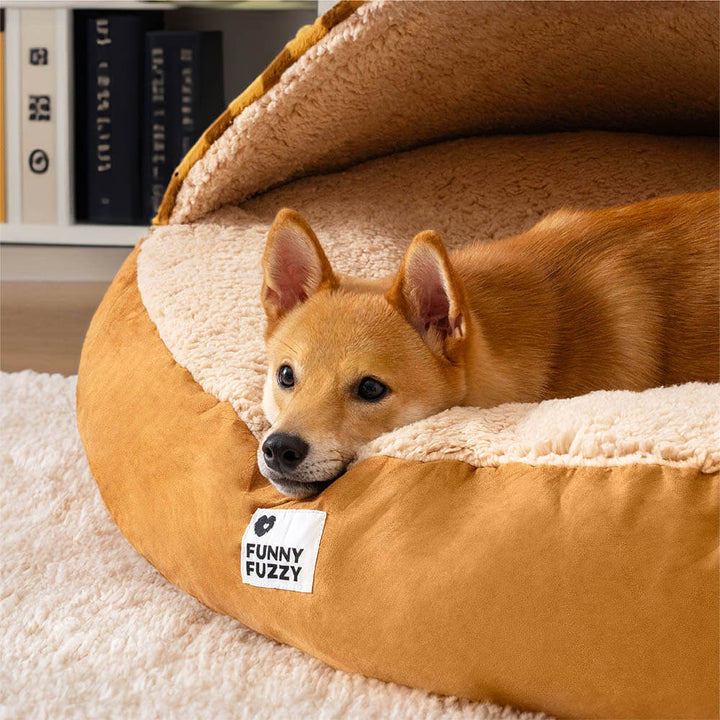 Pet round canopy dream hideaway dog bed, soft plush fabric, perfect for small pets.