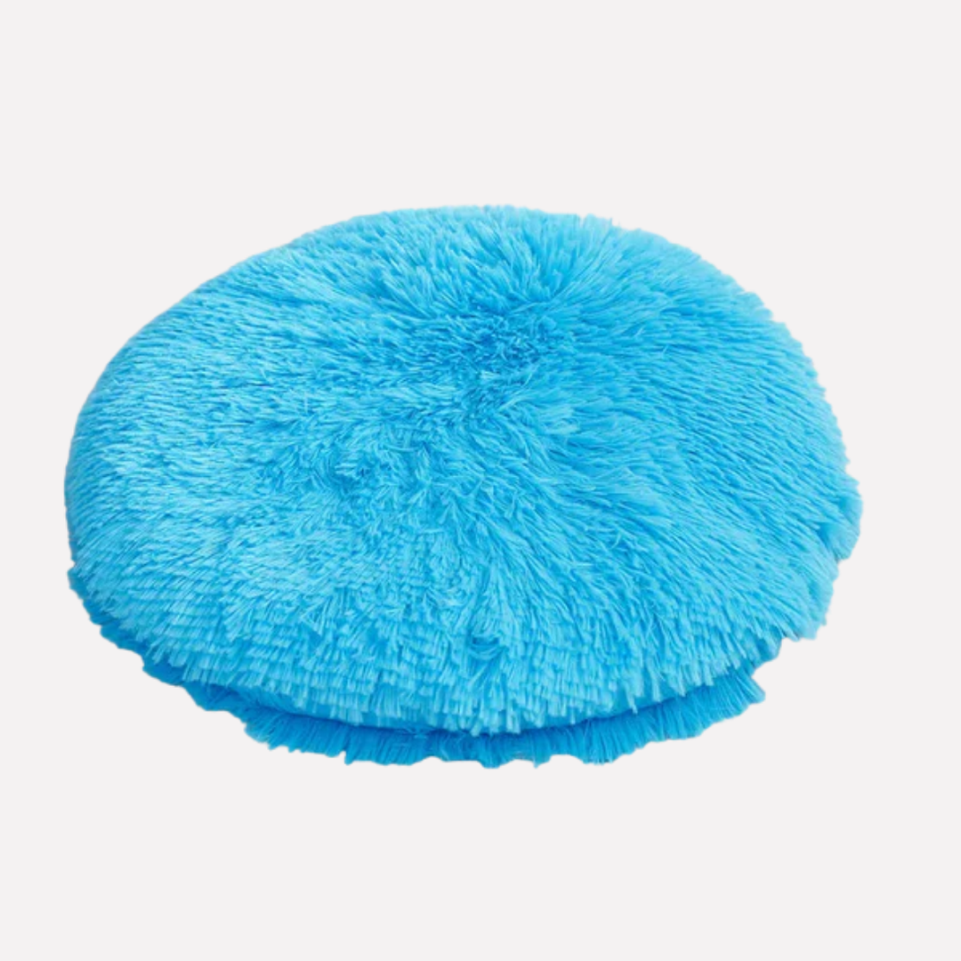 Cozy round plush pet bed blanket for medium dogs, luxurious comfort, easy to clean.