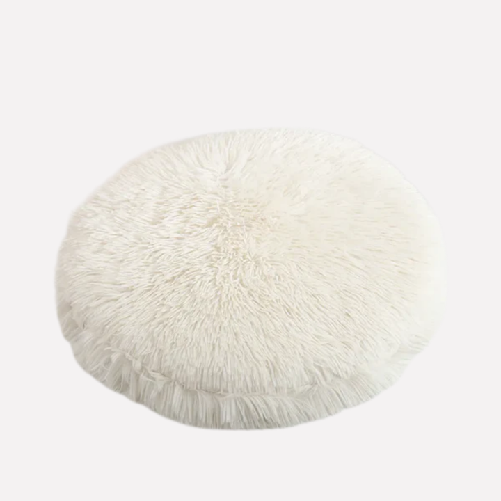 New4 pet supplies: plush round bed blanket, grey, for snuggly cats and small dogs.