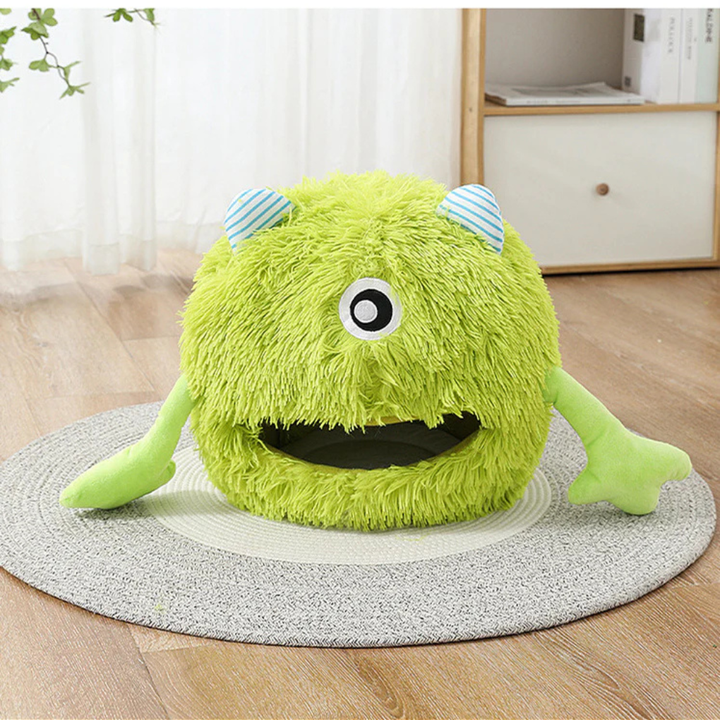 Cozy round washable pet bed in grey for indoor small dogs and cats, featuring a soft cushion.