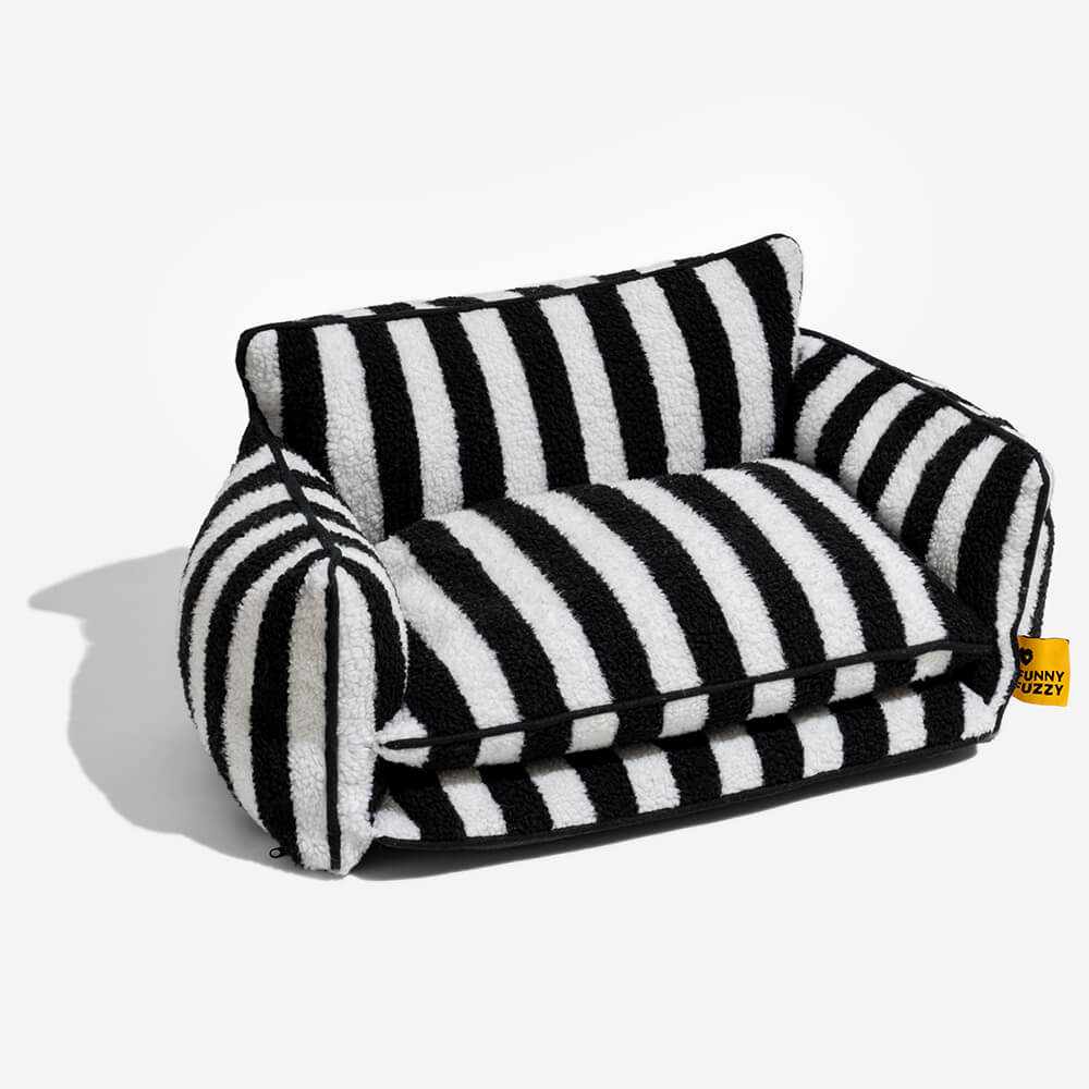 Faux lambswool striped pet bed for dogs & cats, soft, warm, and washable for hygiene