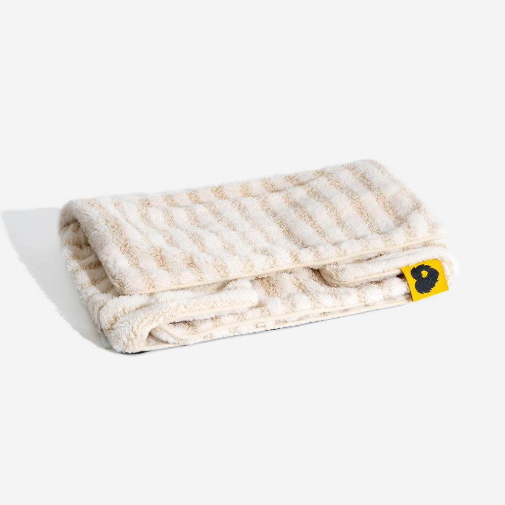 Striped pet bed faux lambswool, a warm retreat for your dog or cat, comfortable & durable
