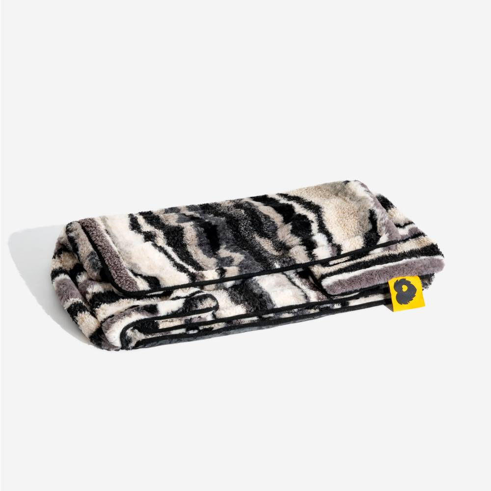 Dog or cat bed, striped faux lambswool comfort, cozy pet lounger, premium washable quality