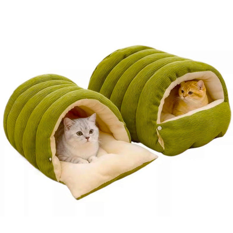 Cozy winter pet bed for cats & small dogs, removable & washable, soft sleeping nest