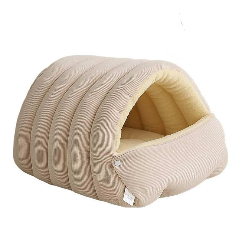 Small dog bed, washable, plush cream design for ultimate winter coziness