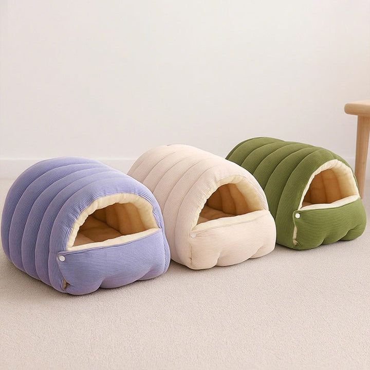 Washable pet supplies: cozy cat & small dog bed, grey, perfect for winter warmth