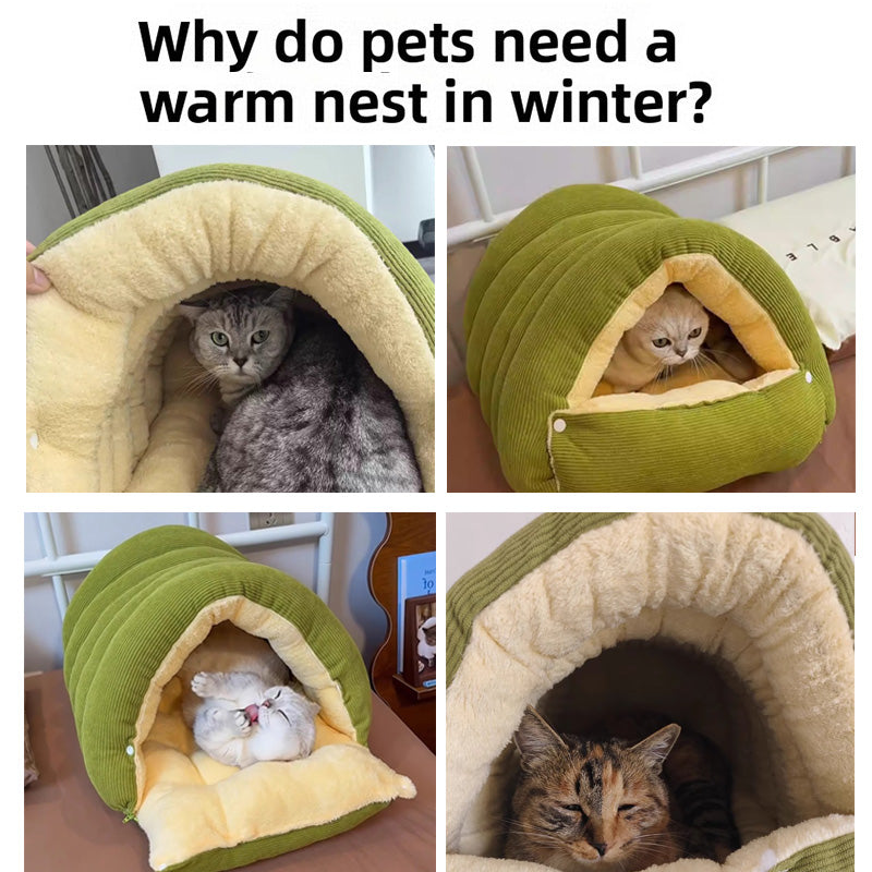 Removable cover pet bed for cats, light grey, ensuring warm winter pet comfort