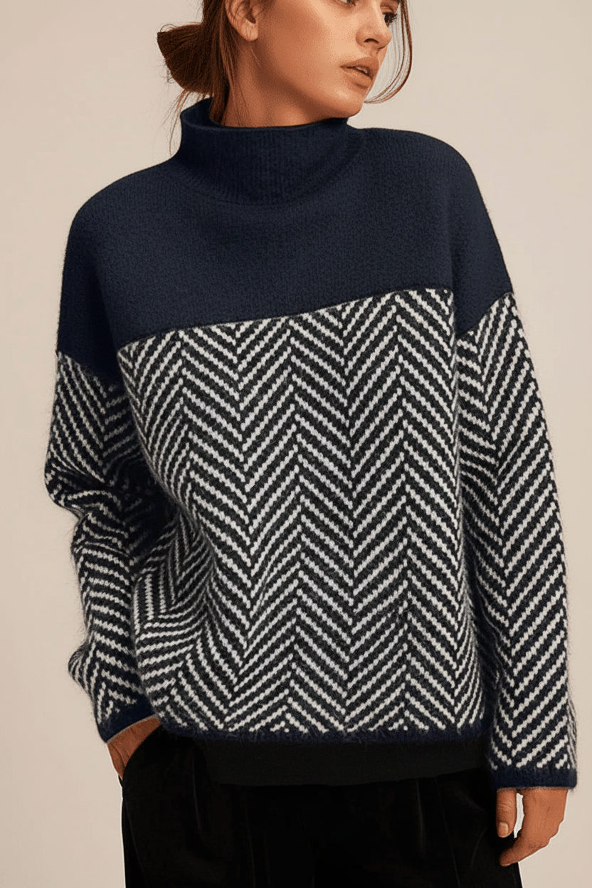 Mackenzie women's knitted high collar jumper, relaxed fit, warm & stylish for winter fashion.