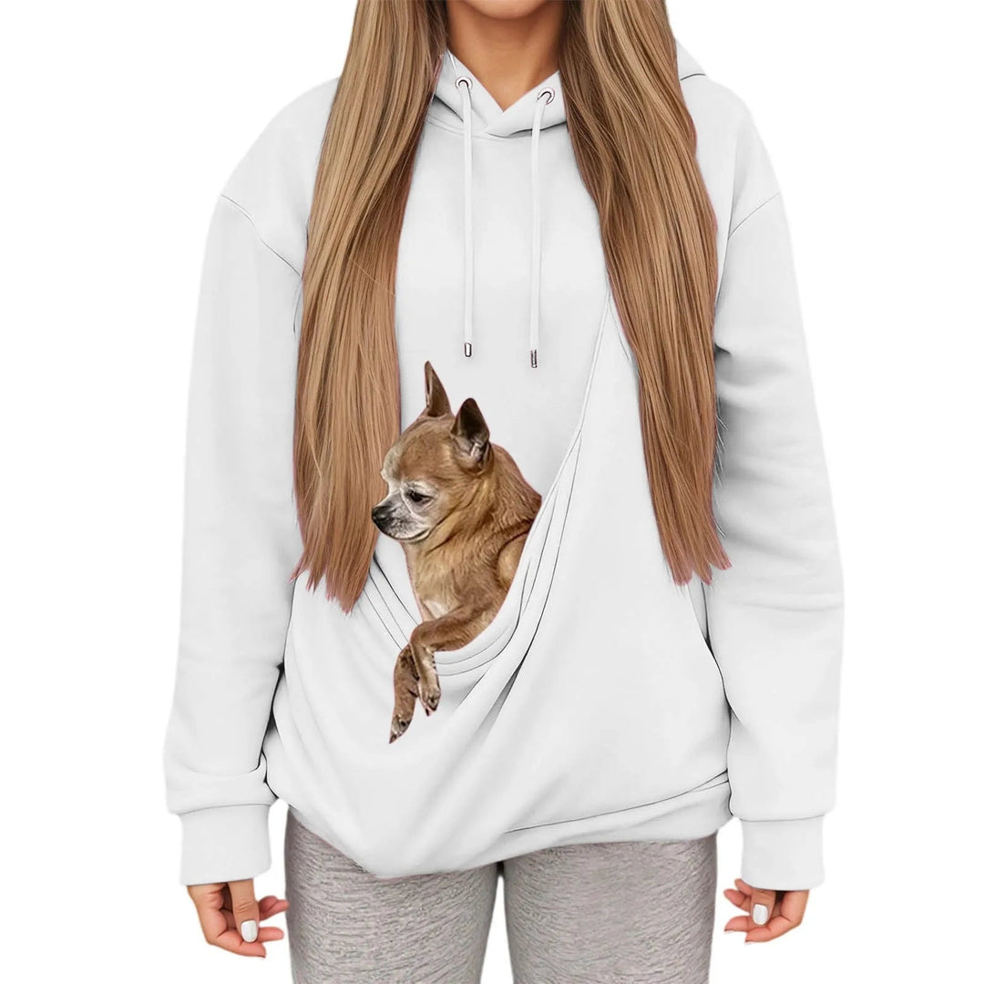 Soft women's pet holder hoodie, a comfortable and stylish way to keep your pet close.