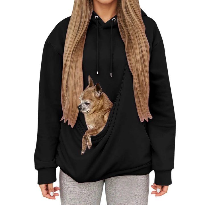 Everyday women's pet carrier top, a comfortable hoodie designed for pet owners on the go.