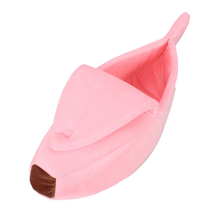Adorable banana pet bed, a warm and inviting winter sanctuary for pets.