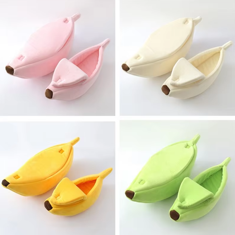 Cute banana pet bed for ultimate pet comfort, perfect for chilly seasons.
