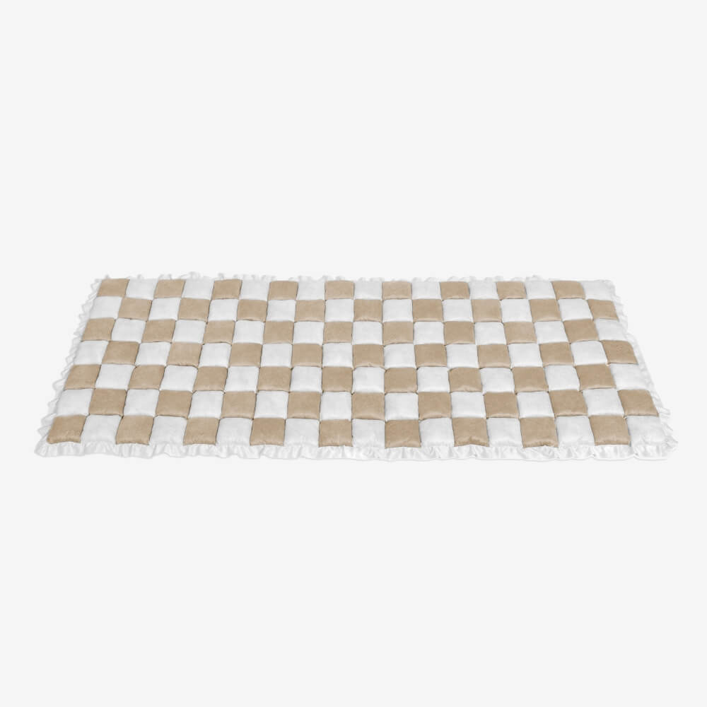 Fuzzy cream plaid pet couch cover, soft chenille for ultimate pet comfort, home decor style