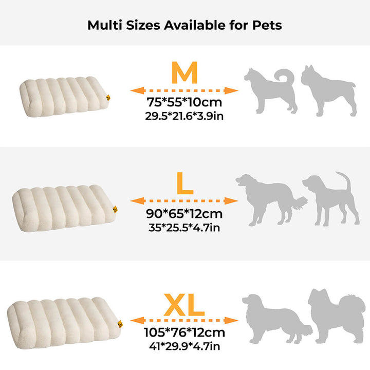Orthopedic creamy dog crate bed, supportive memory foam, comfy.