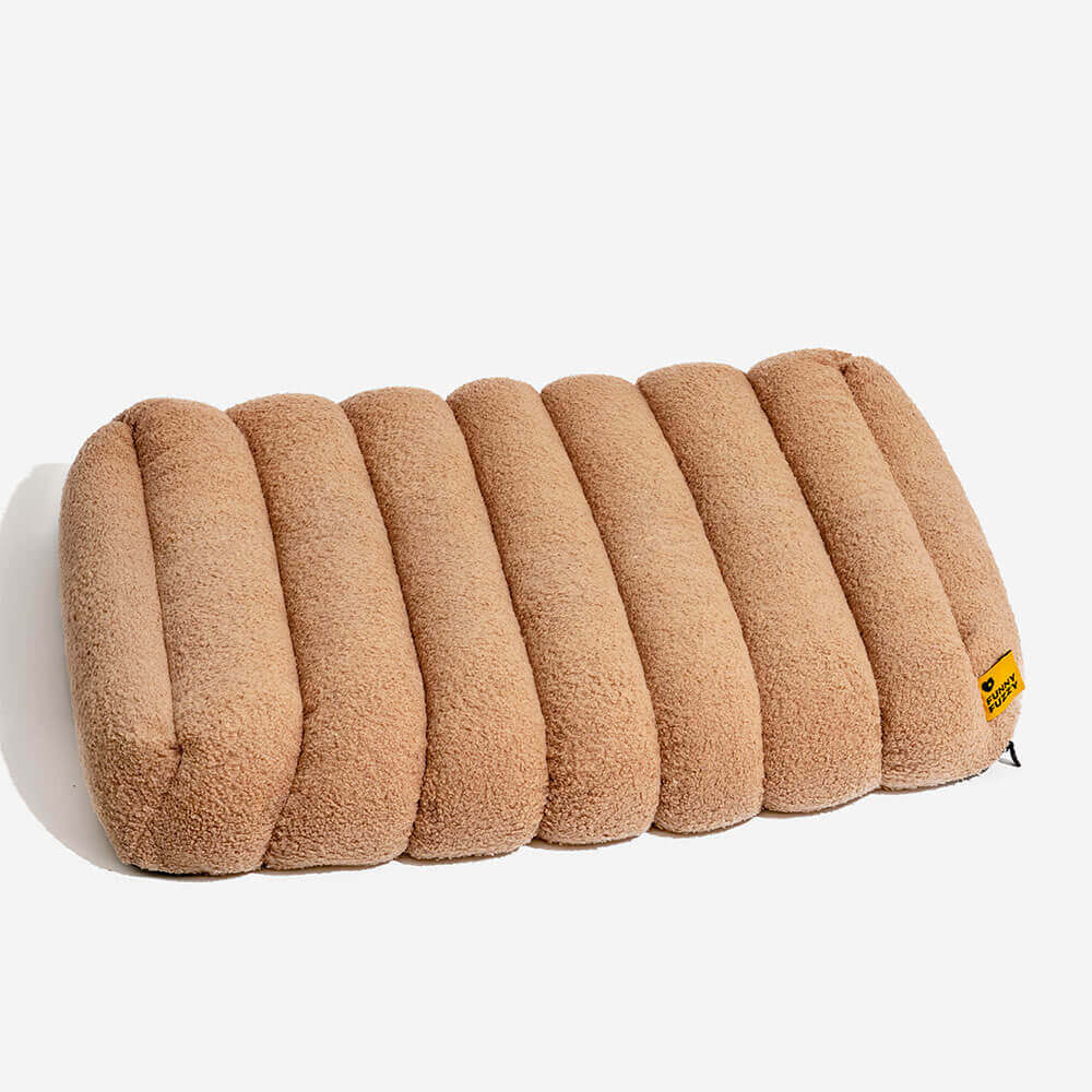 Large orthopedic creamy dog bed, flat design, durable pet comfort.