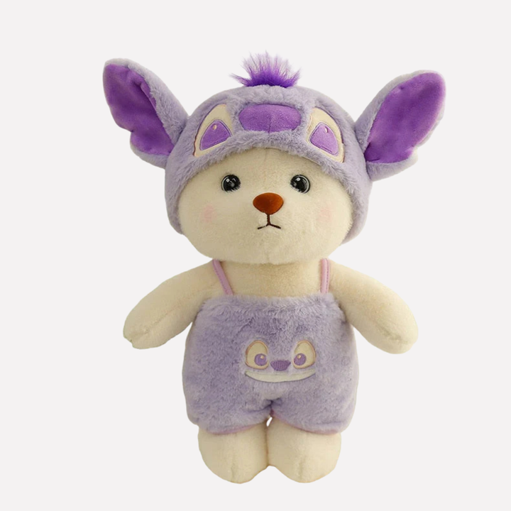 Happy child hugging a soft plush bear toy. A cuddly companion and comforting stuffed animal for kids.