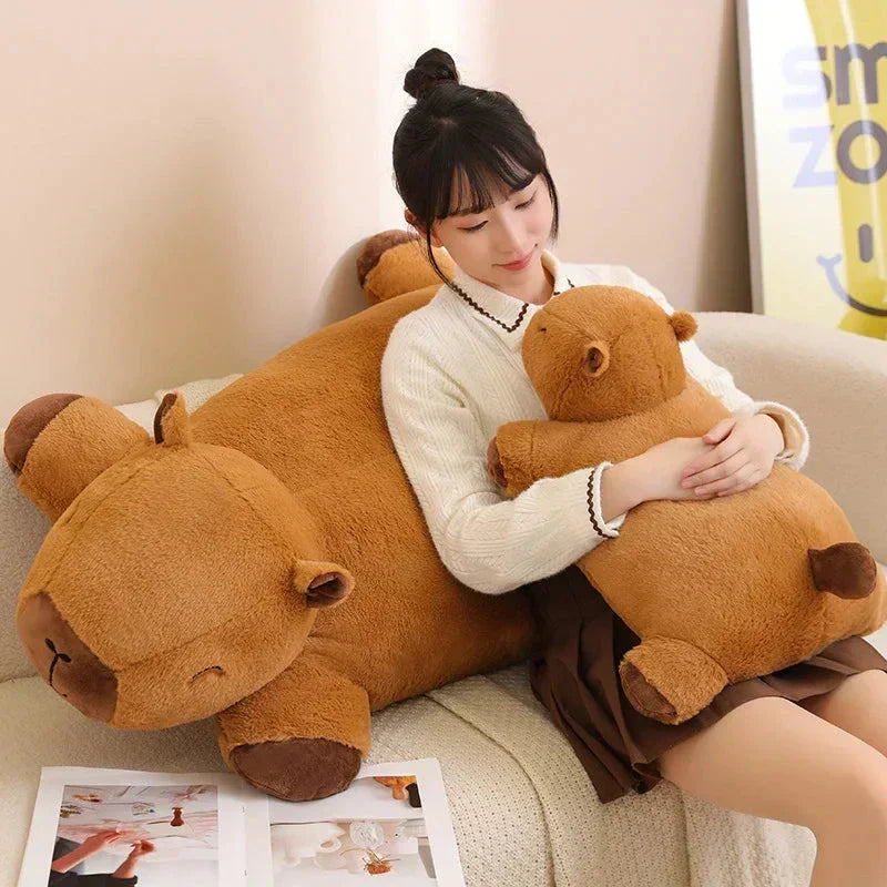 Charming Capybara animal plush, a gentle cuddle toy for kids and adults seeking comfort.