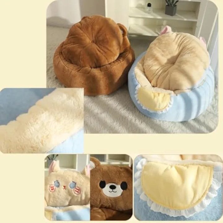 Cosy cat bed, a cute accessory providing a warm retreat for your beloved pet.
