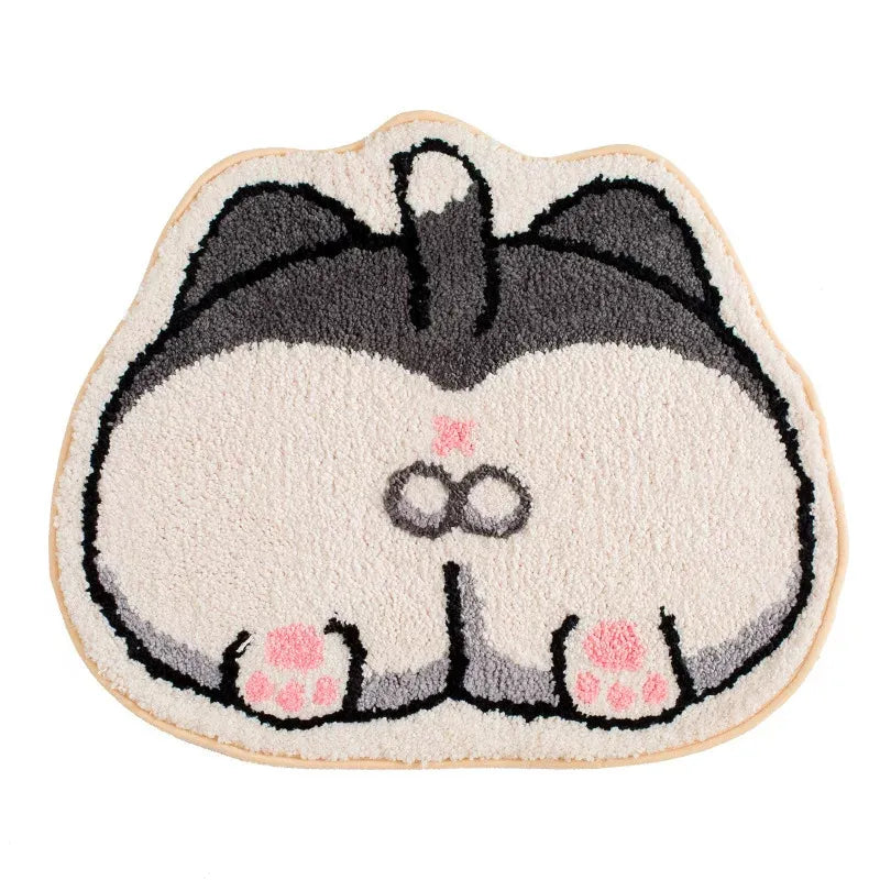 Soft cat bath mat featuring cute feline design, ideal for pet-friendly bathroom decor
