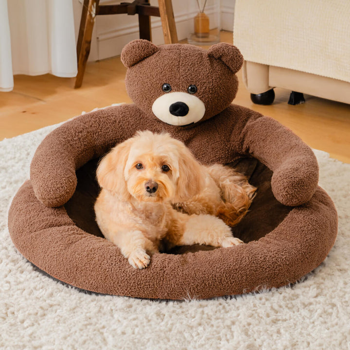 Soft, comfortable, and washable bear-shaped cat bed; perfect pet furniture for discerning cats