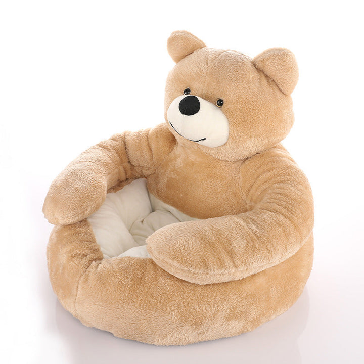 Detachable cat bed in bear design; plush, cozy, and comfortable pet furniture for any home