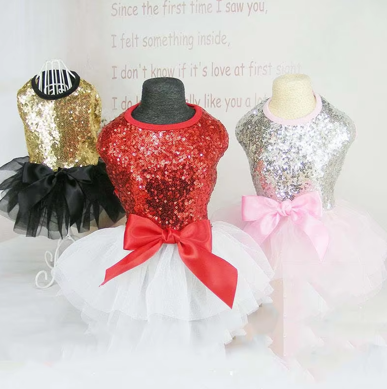 Elegant dog glitter tulle party dress with delicate embellishments, perfect pet accessory photo