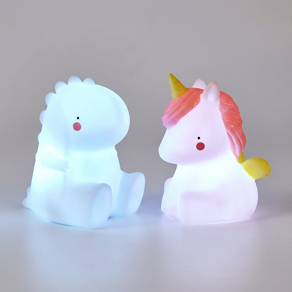 Adorable dinosaur LED night lamp, soft glow for nursery & children's rooms.