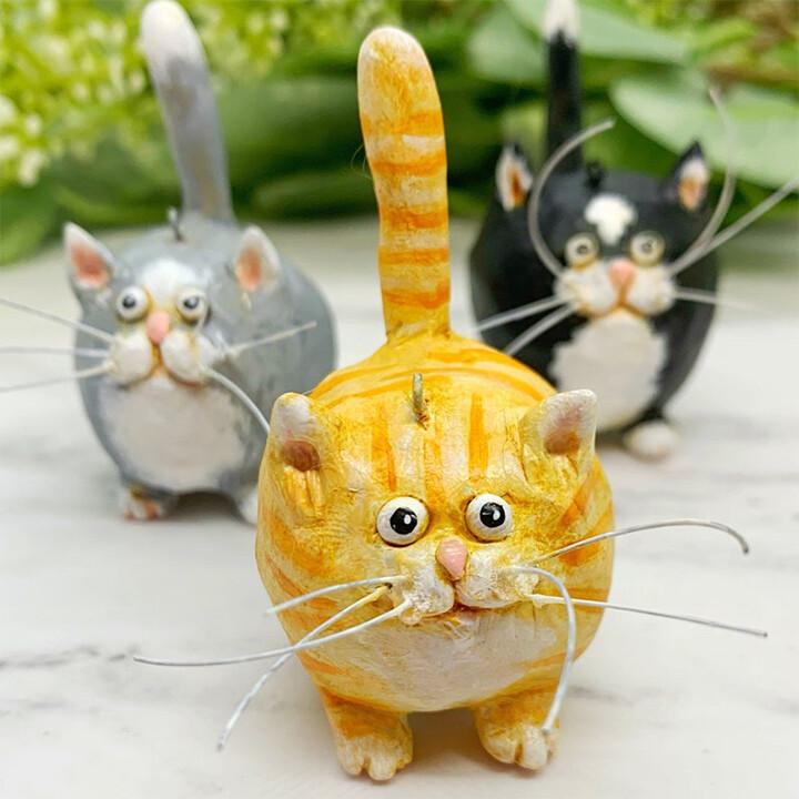 Cute handmade cat Christmas tree ornament, perfect holiday decor for feline lovers.