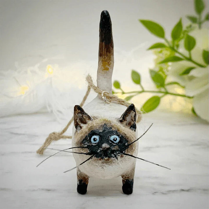 Handmade cat ornament, a lovely addition to your Christmas tree decorations for pet lovers.