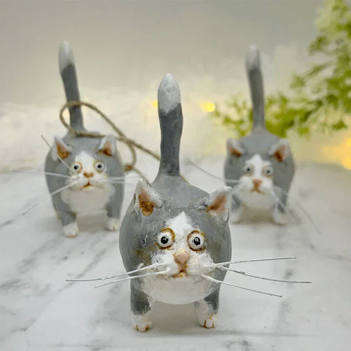 Adorable cat Christmas tree ornament, an excellent holiday gift for feline enthusiasts.