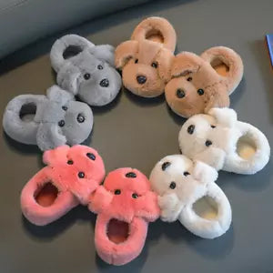 Non-slip puppy slippers for kids & toddlers. Safe, warm indoor footwear with a cute animal design.