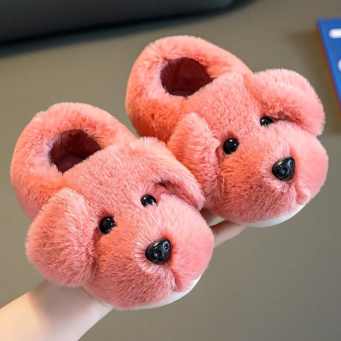 Cozy puppy design slippers for children. Warm, plush, and comfy footwear for little feet.