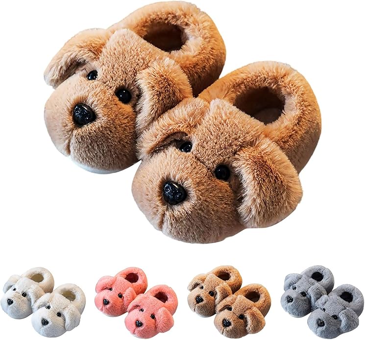 Toddler & kids' cute puppy slippers. Ultra-soft, warm, and non-slip indoor footwear for playful little ones.