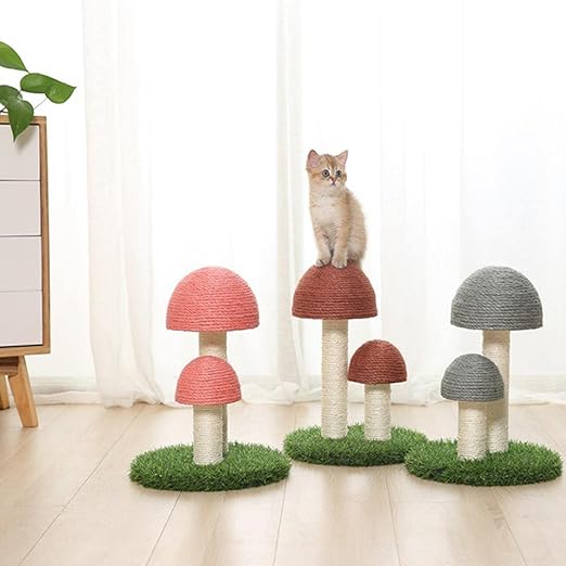 Adorable mushroom-shaped cat scratcher, sisal post for healthy claws, pettoy for cats