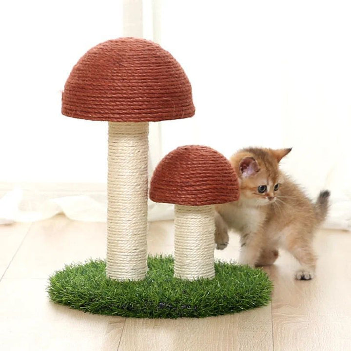 Playful mushroom cat scratcher, sisal scratching surface, ideal for active felines