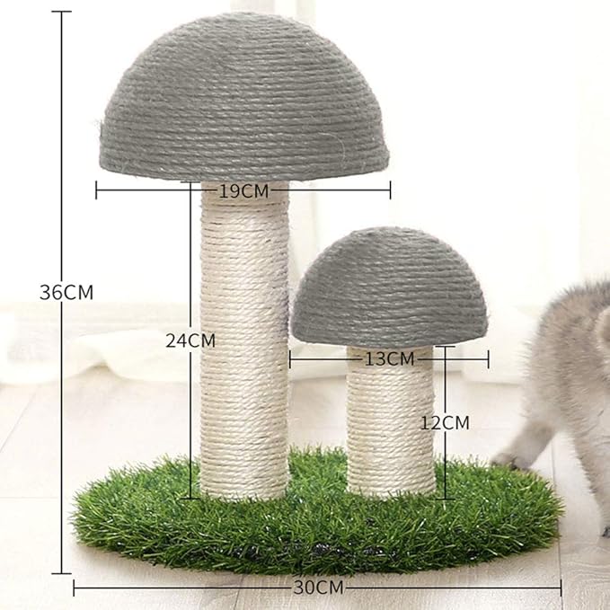 Cat's delight: cute mushroom cat scratcher with natural sisal, furniture protector and pettoy