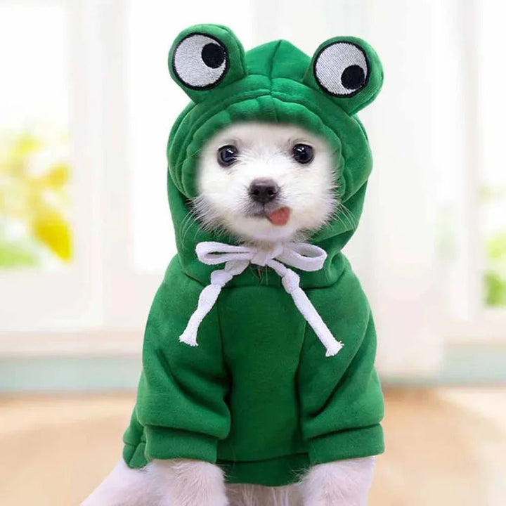 Unisex pet frog fleece hoodie with soft lining, ideal for autumn and winter