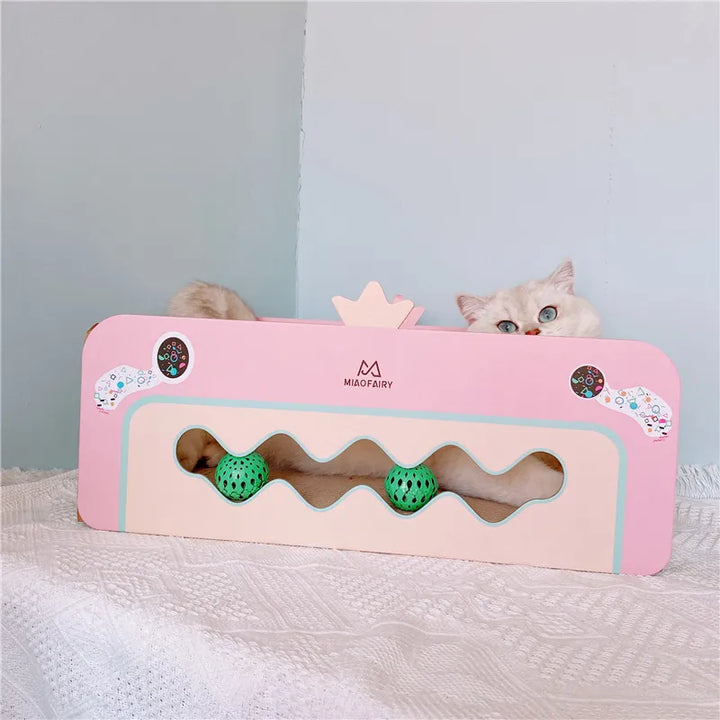 Pink cat tree and scratching post with plush bed, perfect pet accessory for active cats, a great cat gift