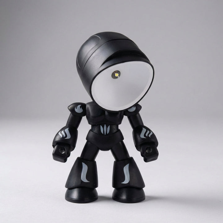 Child-safe Luminobot LED robot lamp for kids' bedside, soft glare-free light, ideal for reading.