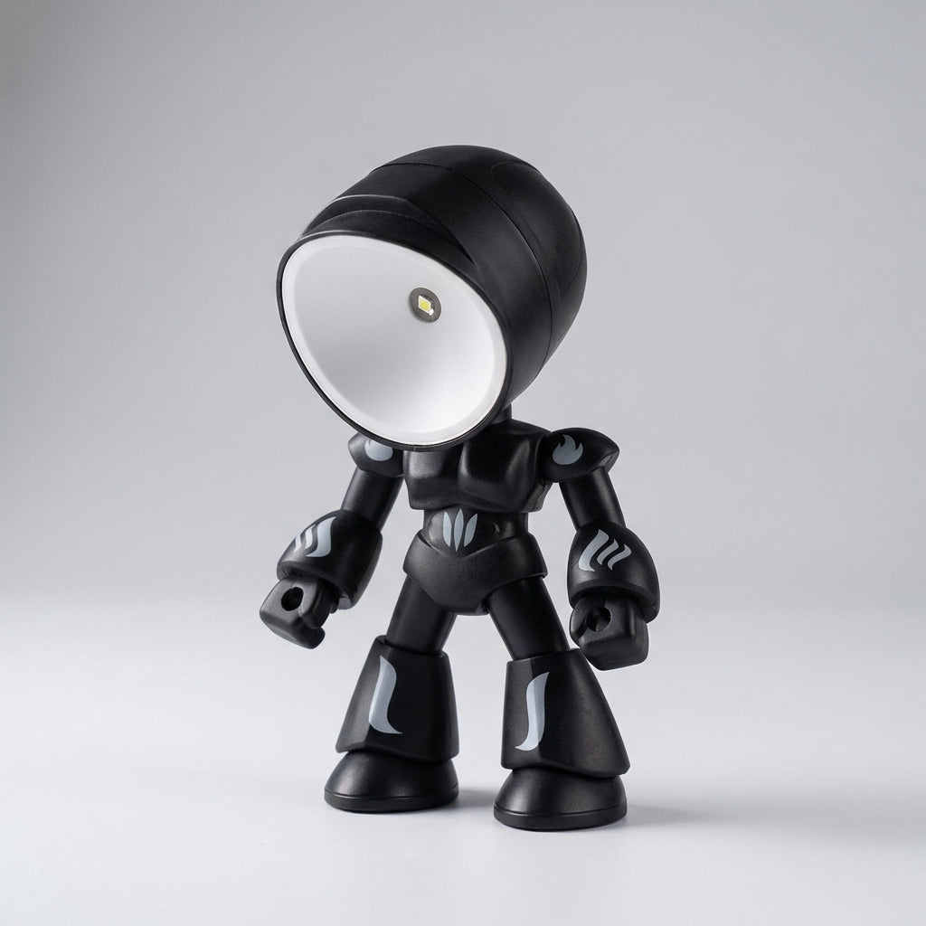 Adorable robot nursery night light for toddlers, Luminobot LED, provides gentle, glare-free illumination.