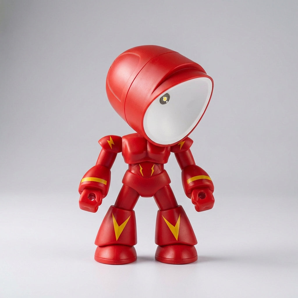 Kids' robot reading lamp, Luminobot, with soft LED light for bedside tables, glare-free & child-safe.
